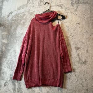 Torrid‎ Cold Shoulder Metallic Pullover Sweater Size 2X Red Metallic Knit New